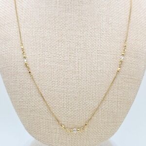 Vintage MONET Signed Dainty Necklace Chain Small Crystal Gold‎ Plate Older Clasp